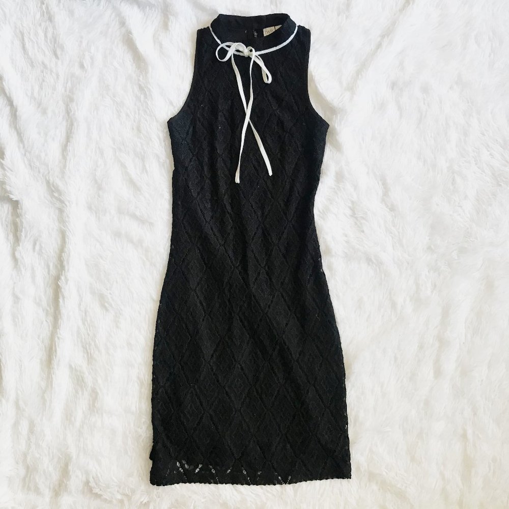 TWIK Simons Little Black Dress Lace Detail Collar